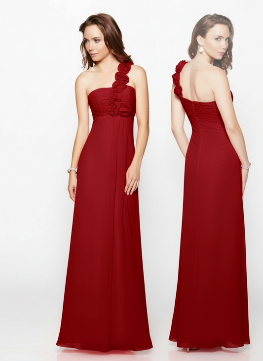 One-Shoulder Chiffon Gown