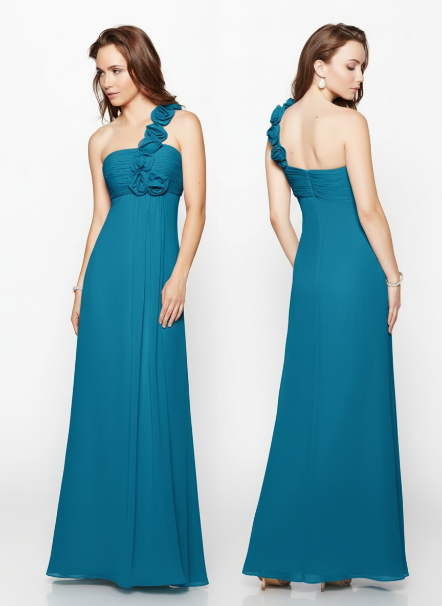 One-Shoulder Chiffon Gown