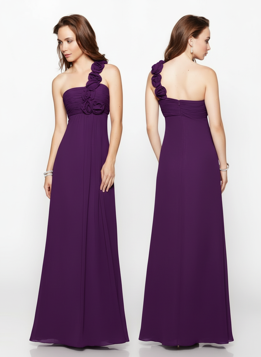 One-Shoulder Chiffon Gown
