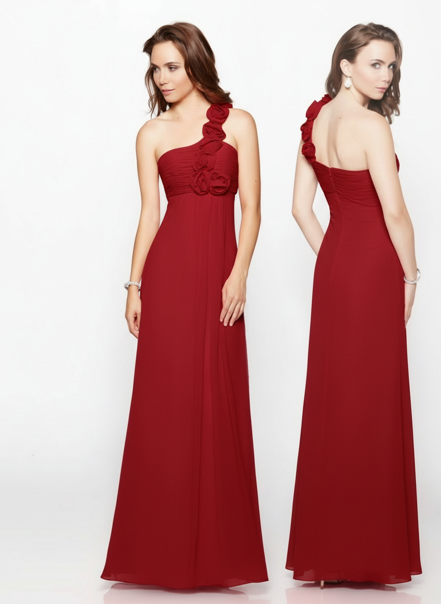 One-Shoulder Chiffon Gown