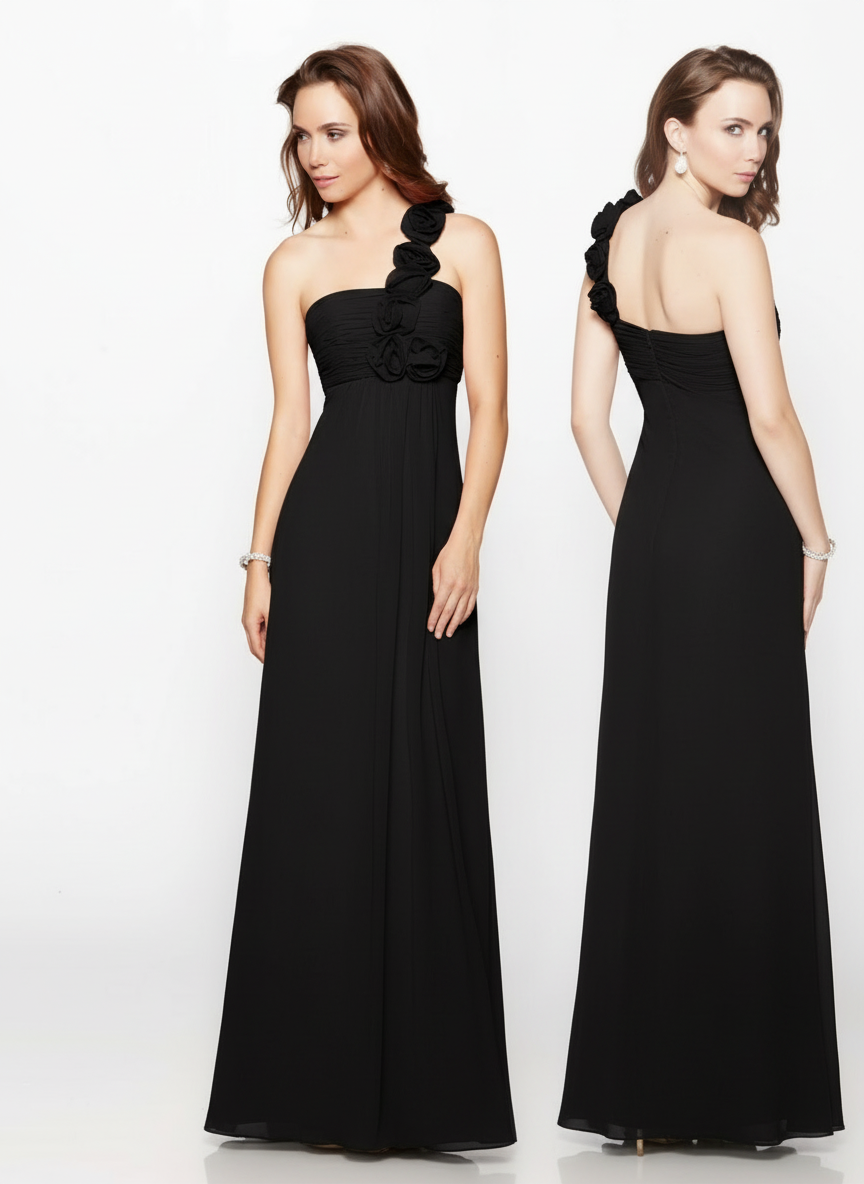One-Shoulder Chiffon Gown